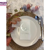 Gümüş Yaldızlı Beyaz Ay Desenli Arapça Ramadan Kerim Garson Katlama Peçete 16 lı