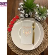 Rose Gold Yaldızlı Beyaz hello Baby Ayaklı Peçete 16 Adet