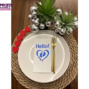 Mavi Yaldızlı Beyaz hello Baby Ayaklı Peçete 16 Adet