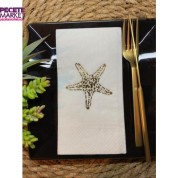 Gold Yaldızlı Beyaz Tekli Deniz Yıldızı Peçete 16 Adet