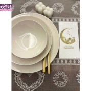 Gold Yaldızlı Beyaz Hoşgeldin Ramazan Yeni Ay Desenli Garson Peçete 16 lı