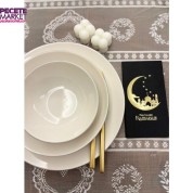 Gold Yaldızlı Siyah Hoşgeldin Ramazan Yeni Ay Desenli Garson Peçete 16 lı