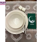 Gümüş Yaldızlı Yeşil Hoşgeldin Ramazan Yeni Ay Desenli Garson Peçete 16 lı