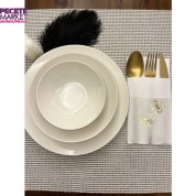 Gold Yaldızlı Beyaz Cepli Hindiba Çiçeği Peçete 12 Adet