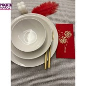 Gold Yaldızlı Kırmızı Hindiba Çiçeği Baskılı Garson Katlama Peçete 16 lı