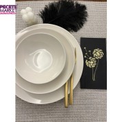 Gold Yaldızlı Siyah Hindiba Çiçeği Baskılı Garson Katlama Peçete 16 lı