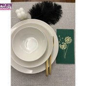 Gold Yaldızlı Yeşil Hindiba Çiçeği Baskılı Garson Katlama Peçete 16 lı