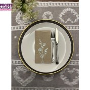 Gümüş Yaldızlı Kraft Gelincik Çiçeği Baskılı Garson Katlama Peçete 16 lı