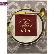 Gold Yaldızlı Bordo 11 Ayın Sultanı Ramazan Peçete 33x33