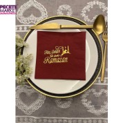 Gold Yaldızlı Bordo Hoş Geldin Ya Şehr-i Ramazan Peçete 33x33