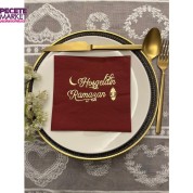 Gold Yaldızlı Bordo Hoş Geldin Ramazan Peçete 33x33