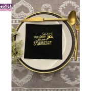 Gold Yaldızlı Siyah Hoş Geldin Ya Şehr-i Ramazan Peçete 33x33