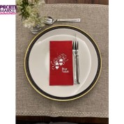 Gümüş Yaldızlı Kırmızı İftar Vakti Garson Peçete 16 Adet