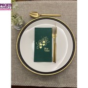 Gold Yaldızlı Yeşil İftar Vakti Garson Peçete 16 Adet