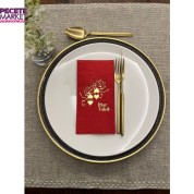 Gold Yaldızlı Kırmızı İftar Vakti Garson Peçete 16 Adet