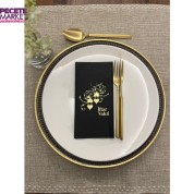 Gold Yaldızlı Siyah İftar Vakti Garson Peçete 16 Adet