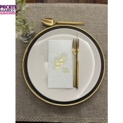 Gold Yaldızlı Beyaz İftar Vakti Garson Peçete 16 Adet