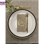 Gold Yaldızlı Kraft Ay Desenli İyi Bayramlar Peçete 16 Adet