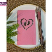 Gümüş Yaldızlı Pembe Baby Ayaklı Peçete