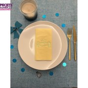 Gold Yaldızlı Sarı Sünnetime Hoşgeldiniz Baskılı Garson Katlama Peçete 16 Adet