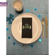 Gold Yaldızlı Siyah Sünnetime Hoşgeldiniz Baskılı Garson Katlama Peçete 16 Adet