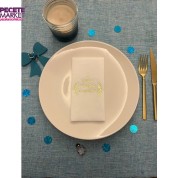 Gold Yaldızlı Beyaz Sünnetime Hoşgeldiniz Baskılı Garson Katlama Peçete 16 Adet