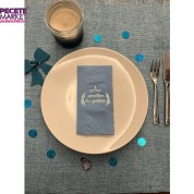 Gümüş Yaldızlı Gri Sünnetime Hoşgeldiniz Baskılı Garson Katlama Peçete 16 Adet