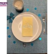 Gümüş Yaldızlı Sarı Sünnetime Hoşgeldiniz Baskılı Garson Katlama Peçete 16 Adet