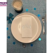 Gümüş Yaldızlı Beyaz Sünnetime Hoşgeldiniz Baskılı Garson Katlama Peçete 16 Adet