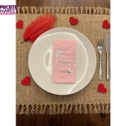 Gümüş Yaldızlı Pembe Çerçeve Detaylı Kına Gecemize Hoşgeldiniz Peçete 16 Adet