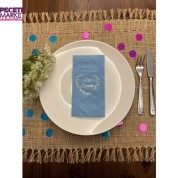 Gümüş Yaldızlı Mavi Söz Verdik Kalp Çelenk Peçete 16 Adet