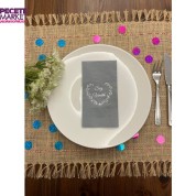 Gümüş Yaldızlı Gri Söz Verdik Kalp Çelenk Peçete 16 Adet