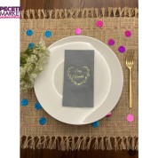 Gold Yaldızlı Gri Söz Verdik Kalp Çelenk Peçete 16 Adet