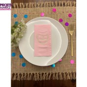 Gold Yaldızlı Pembe Söz Verdik Kalp Çelenk Peçete 16 Adet