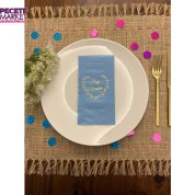 Gold Yaldızlı Mavi Söz Verdik Kalp Çelenk Peçete 16 Adet