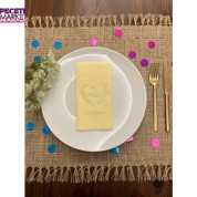 Gold Yaldızlı Sarı Söz Verdik Kalp Çelenk Peçete 16 Adet