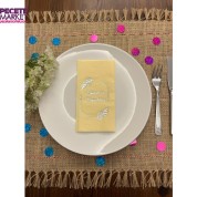 Gümüş Yaldızlı Sarı Çerçeveli Nişanımıza Hoşgeldiniz Peçete 16 Adet