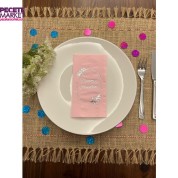 Gümüş Yaldızlı Pembe Çerçeveli Nişanımıza Hoşgeldiniz Peçete 16 Adet