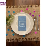 Gümüş Yaldızlı Mavi Çerçeveli Mevlidimize Hoşgeldiniz Peçete 16 Adet