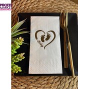 Gold Yaldızlı Beyaz Baby Ayaklı Peçete