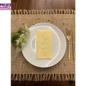 Gold Yaldızlı Sarı Gelincik Çiçeği Baskılı Garson Katlama Peçete 16 Adet