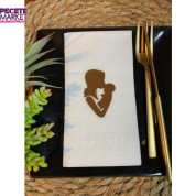 Gold Yaldızlı Beyaz Anne Bebek Peçete