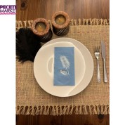 Gümüş Yaldızlı  Mavi Palmiye Peçete 16 Adet