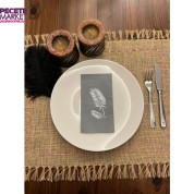 Gümüş Yaldızlı Gri Palmiye Peçete 16 Adet