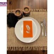 Gümüş Yaldızlı Turuncu Palmiye Peçete 16 Adet