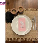 Gümüş Yaldızlı Pembe Palmiye Peçete 16 Adet