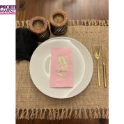 Gold Yaldızlı Pembe Palmiye Peçete 16 Adet