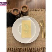 Gold Yaldızlı Sarı Palmiye Peçete 16 Adet