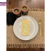 Gold Yaldızlı Sarı Yaprak Desenli Peçete 16 Adet