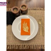 Gold Yaldızlı Turuncu Yaprak Desenli Peçete 16 Adet